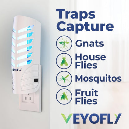VEYOFLY Fruit Fly Traps for Indoors, Fly Trap Indoor, (4 Device + 12 Refills) Fly Catcher Indoor
