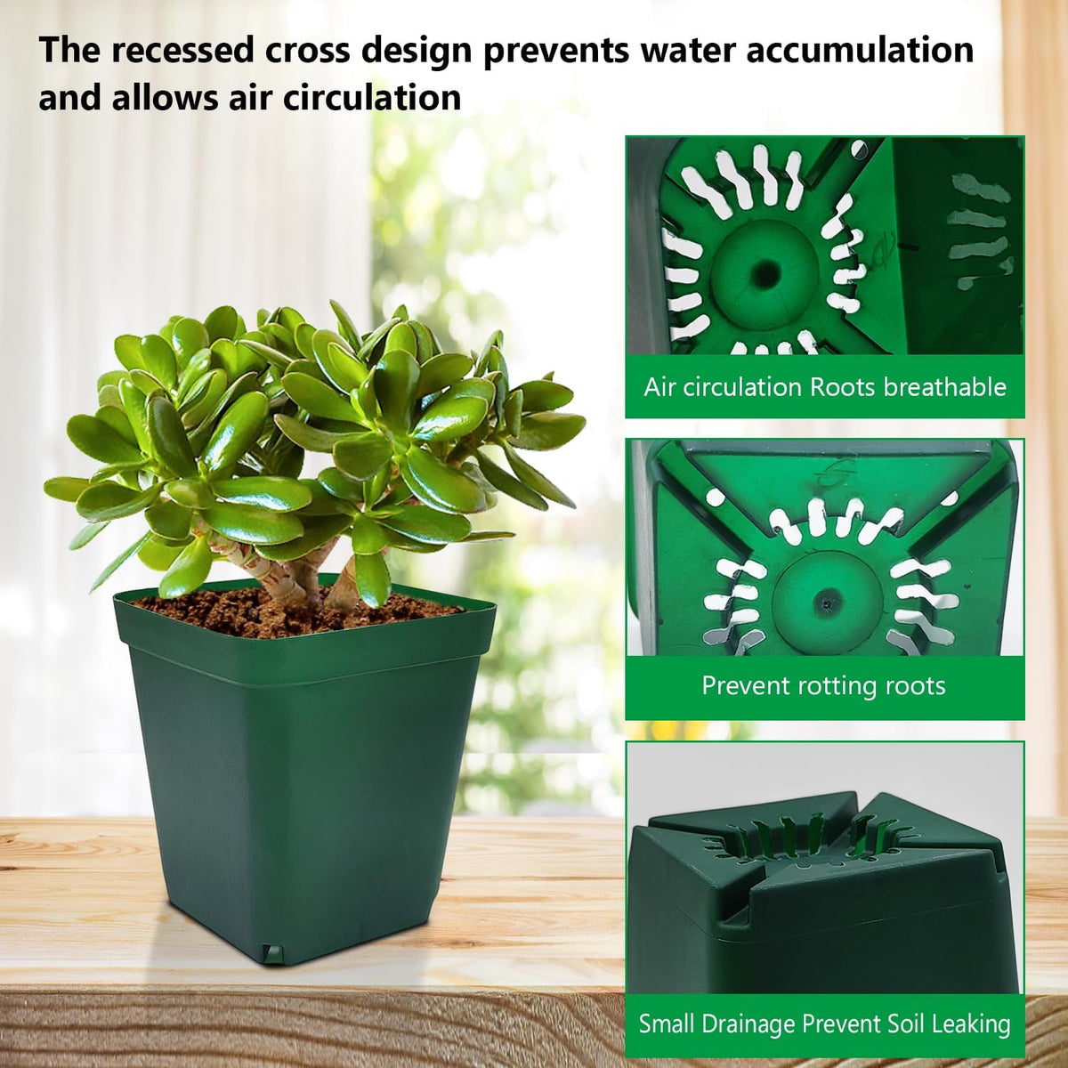 Square Nursery Seedling Pot 3.5 Inches 90 Pcs, Small Nursery Pot Plastic Thick and Sturdy Seed