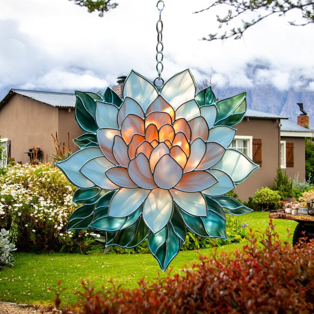 Mandala Lotus Flower Acrylic Suncatcher Stained Glass Effect Window Car Hanging Christmas Ornament