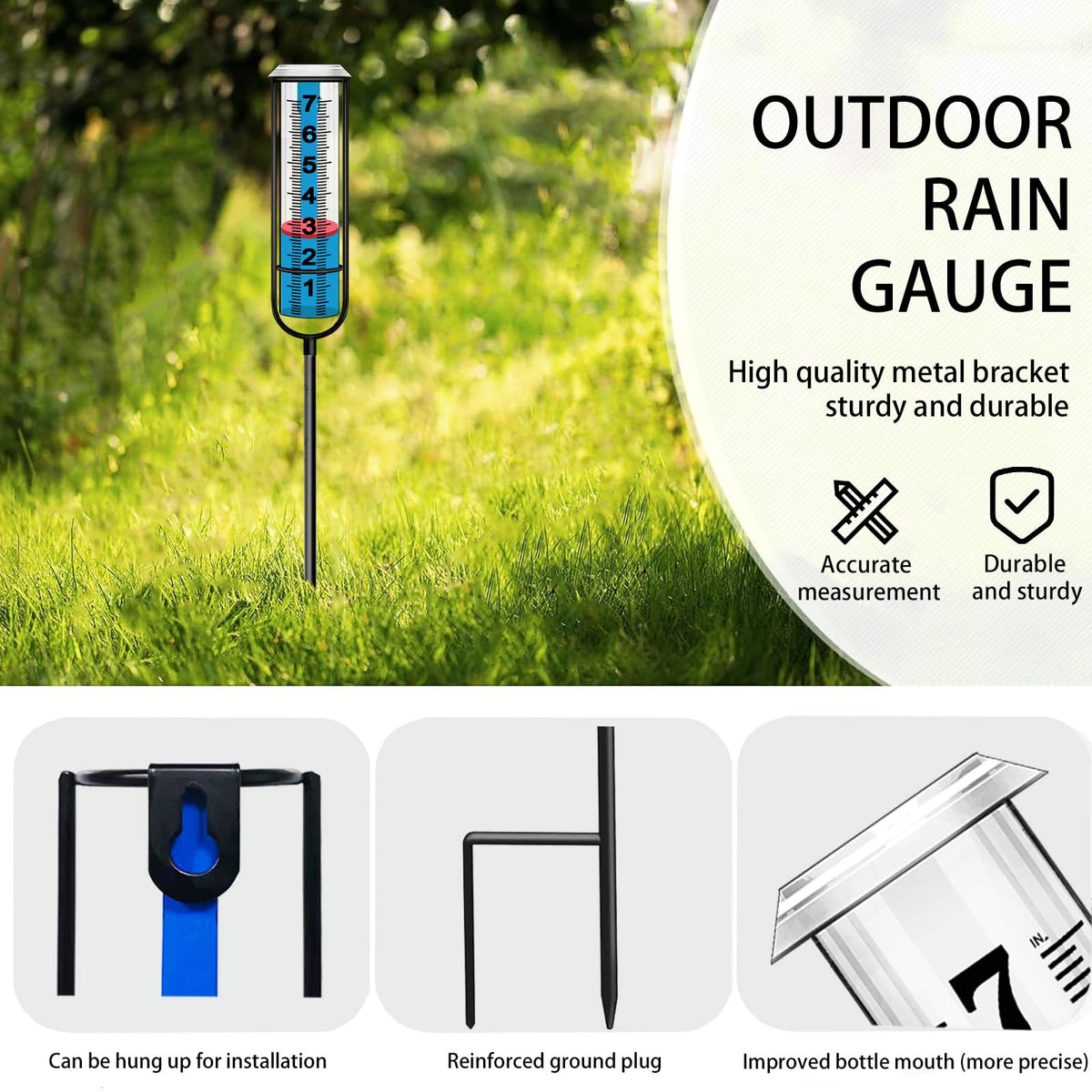JMBay Rain Gauge Outdoor, Accurate rain gauges Outdoors Best Rated, Tall rain Gauge for Yard with