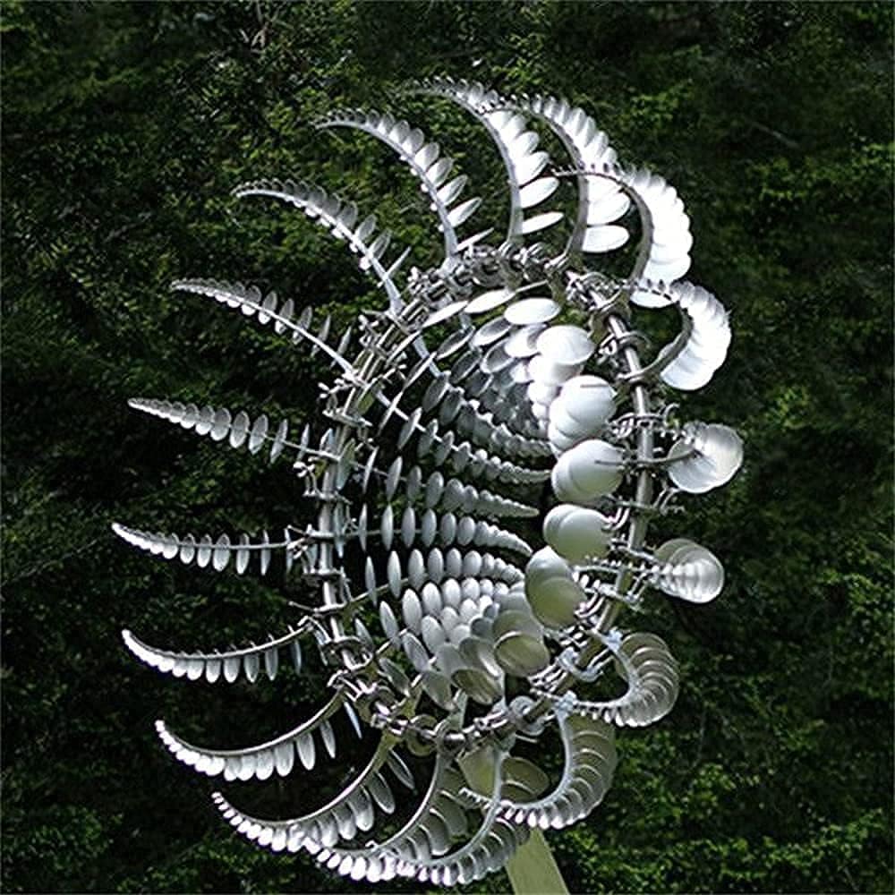 Magical Metal Windmill, Stainless Steel Windmill,Kinetic Metal Wind Spinners Garden Stake, 3D Wind