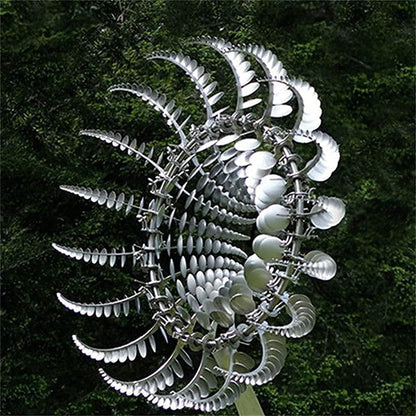 Magical Metal Windmill, Stainless Steel Windmill,Kinetic Metal Wind Spinners Garden Stake, 3D Wind