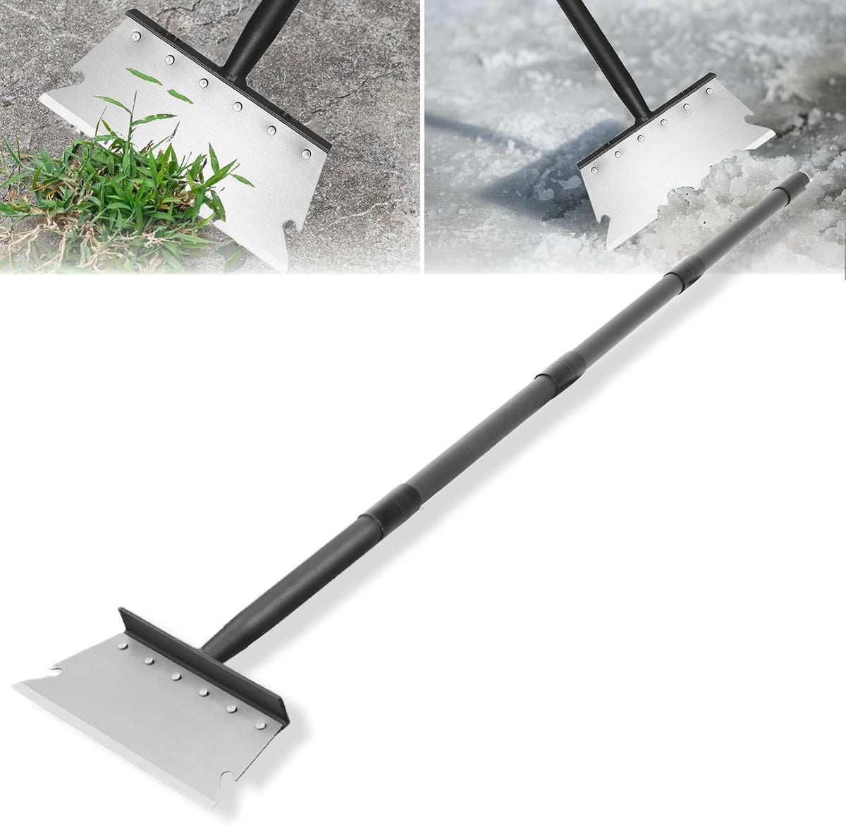 Garden Flat Shovel Scraper, Multifunctional Garden Cleaning Shovel with 59 Inch Long Handle, Heavy