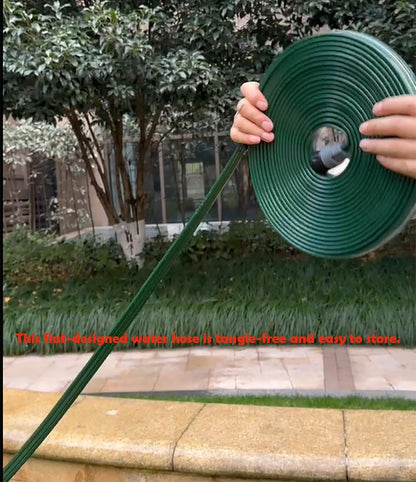 Watoo 2025 Sprinkler Hose & Soaker Hose for Yard - 25 FT Reinforced Flat Garden Hose with Holes