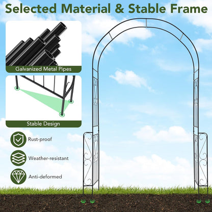 Happygrill Garden Arch Trellis, 7.9 FT Metal Pergola Arbor w/Elegant Pattern & Arc Top Design