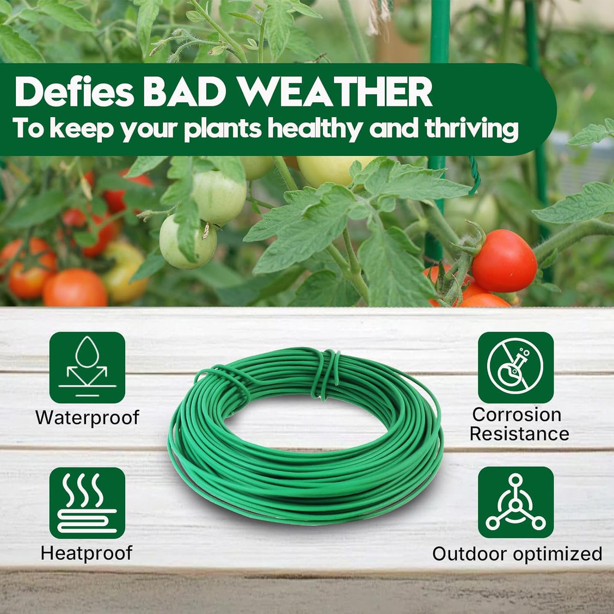 100 Feet Green Soft Plant Tie - 2.5mm Flexible Twist Garden Wire for Climbing Plants, Tomatoes