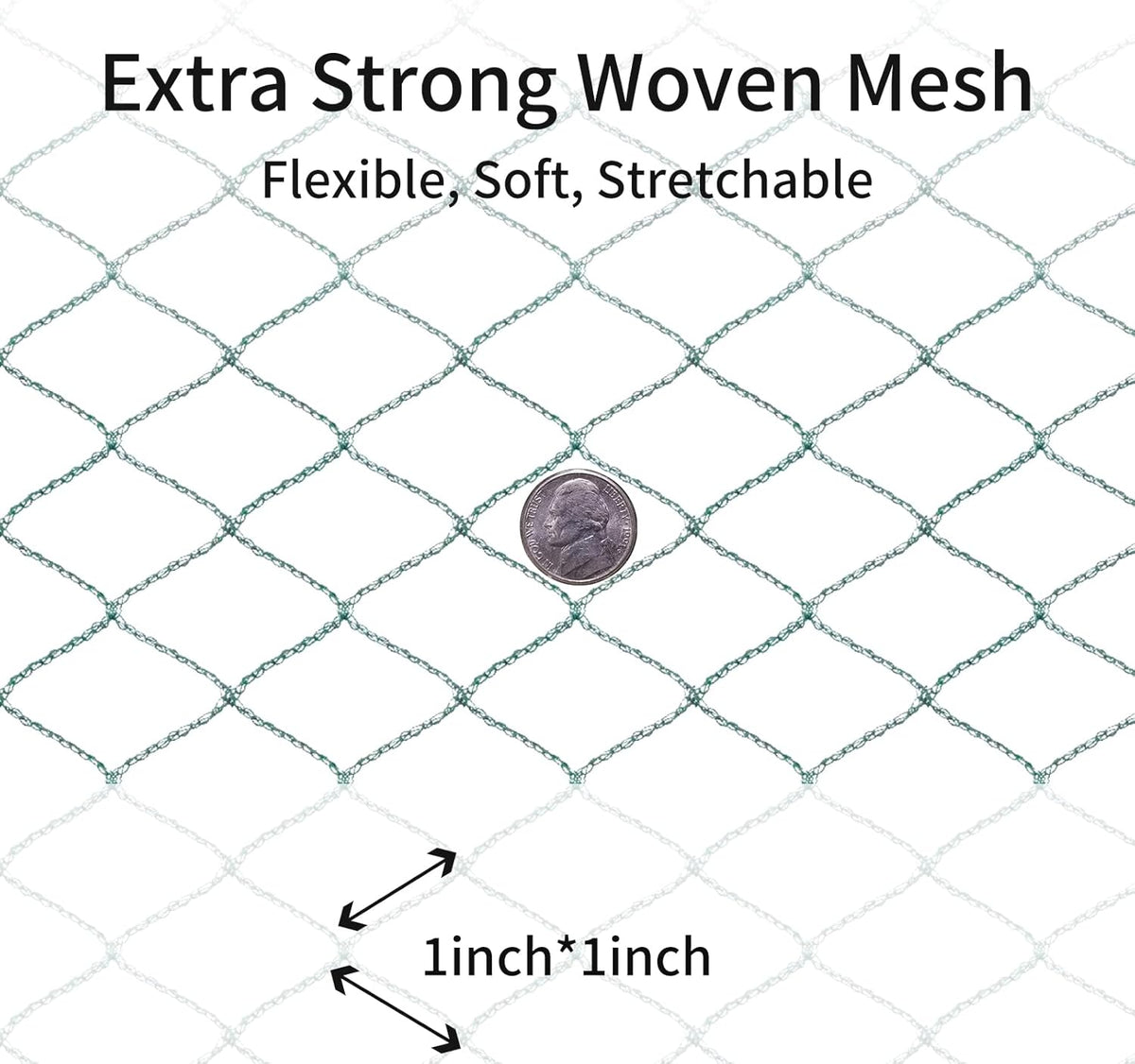 Bird Netting 50'x50' with 1" Square Mesh Bird Net Garden Netting for Chicken Coop, Aviary, Deer