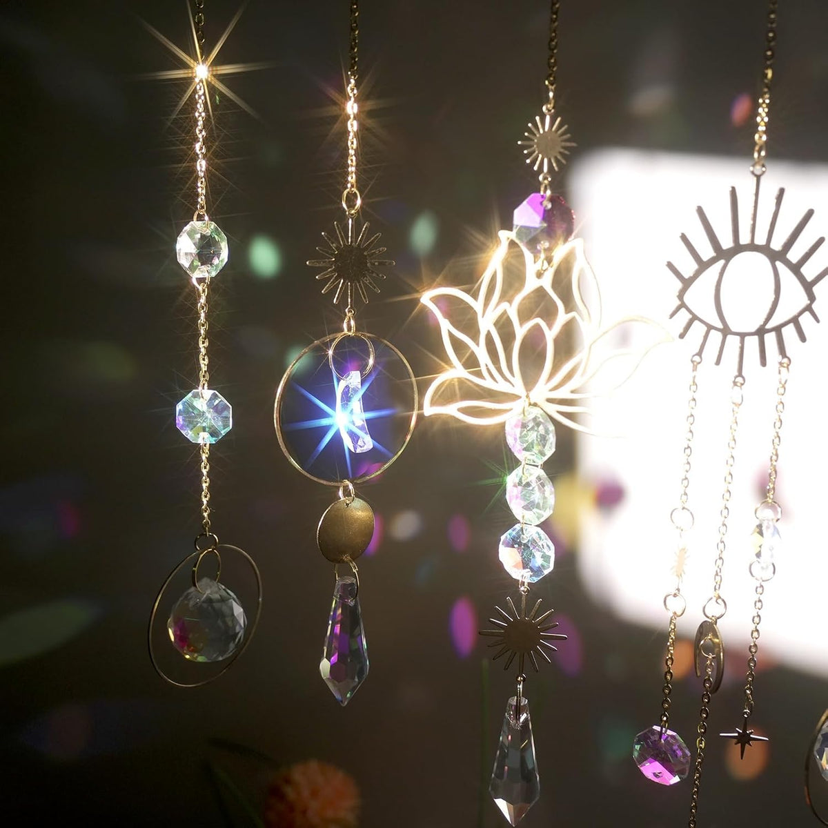 ilclviz Suncatcher Crystal Hanging Sun Catcher Prism with Chain Pendant Ornament Crystal Balls for