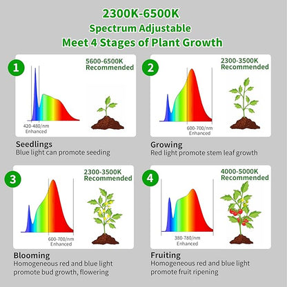 chiphy Grow Lights, 85" Full Spectrum Plant Light for Indoor Plants, 4/8/12H Timer, 60W Grow Lamp