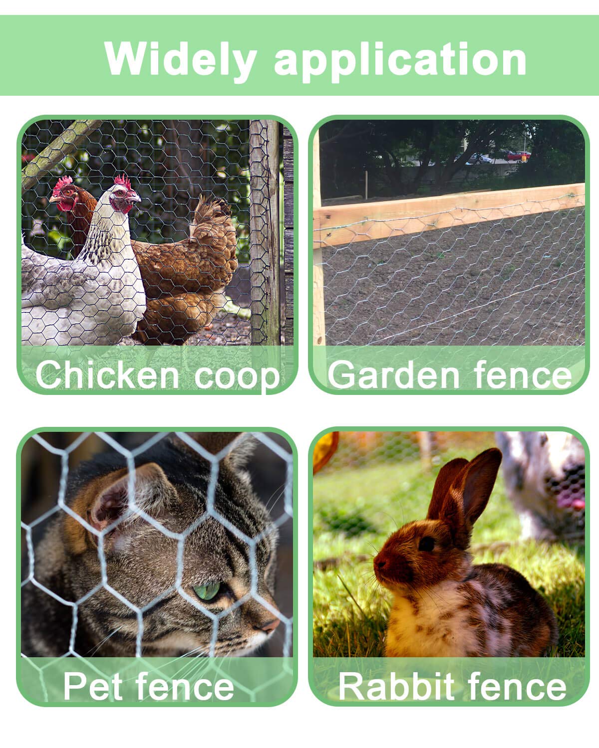 Garden Poultry Chicken Wire Netting - 24 '' × 50 ' Garden Fence Animal Barrier, Chicken Wire for