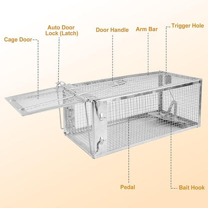 Moclever Humane Rat Trap – Live Catch & Release Mouse Trap for Indoor & Outdoor Use | No-Kill Metal