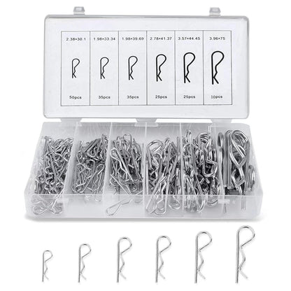 Boatsea Cotter Pin Assortment Kit, 180PCS 6 Sizes Hair Pin R Clips Assortment Kit, Zinc Plated