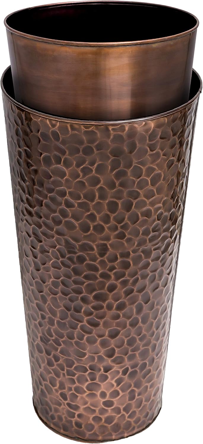 H Potter Large Tall Planter Pots Outdoor Indoor Copper Flower Decorative Set of Two GAR684 (Set of