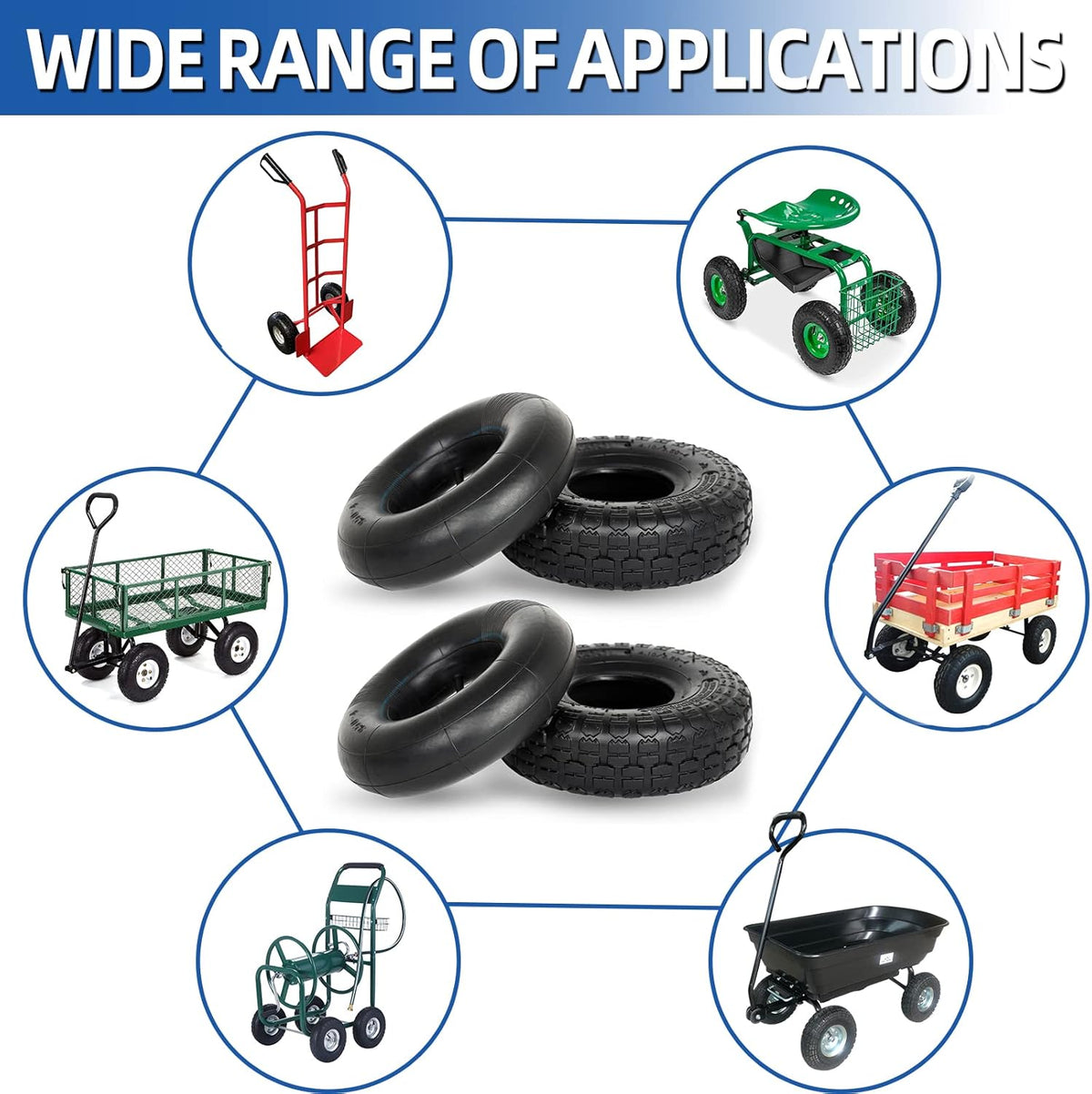 4.10/3.50-4 Replacement Tire and Inner Tube Set, 2 Pack, 10" Heavy Duty Tire and Tube, TR-13