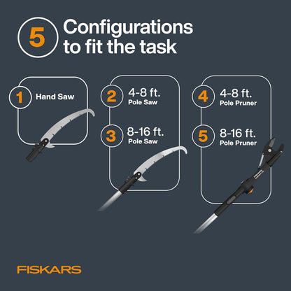 Fiskars XtendControl Extendable Tree Pruner (16 ft), Adjustable Branch Trimmer with Rotating