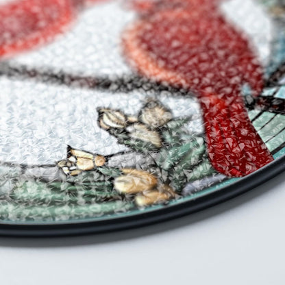 7.8" Cardinal Stained Glass Suncatchers, Red Birds and Flower Art Glass Sun Catcher for Window