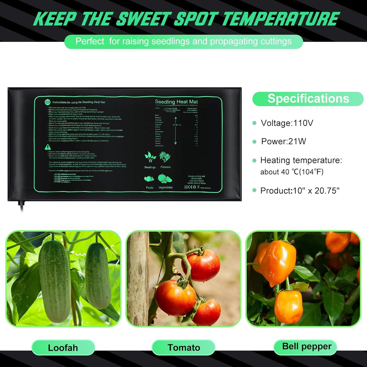 ROCEEI 6 Pack Durable Seedling Heat Mat 10 x 20.75 Waterproof Plant Heating Pad Warm Hydroponic