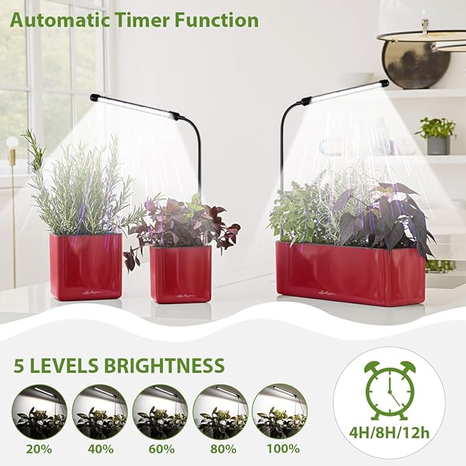 Grow Light 2 Pack, 6000K Full Spectrum Gooseneck Growing Lamp for Indoor Pot Plants