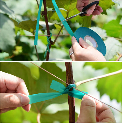 10 Pcs 150 Feet x 1/2" Wide Stretch Tie Tape Green Plant Garden Tie, Garden Vinyl Stake for