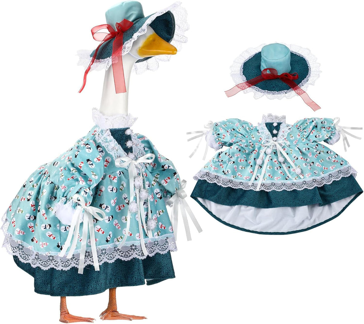 Suzile Snowman Goose Outfit Winter Dresses Christmas Clothes for 23" High Cement or Plastic Porch