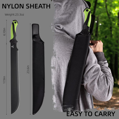 REAT Gardening Heavy Duty Machete,24" Full Tang Machete with Shaeth,Ergonomic No-Slip