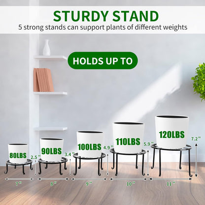5 packs Rustproof Metal Plant Stands for Multiple Plant, Heavy Duty Plants Holder Outdoor Indoor