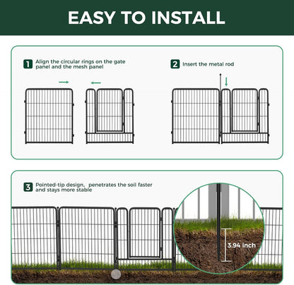 FXW Garden Fence Outdoor for The Yard – 40in(H) x 9.1ft(L) Heavy Duty Metal Animal Barrier for Dog
