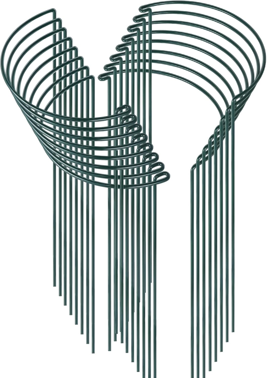 HiGift 16 Pack 24 Inch Plant Support Stakes, 10" Wide x 24" High Half Round Metal Garden Plant