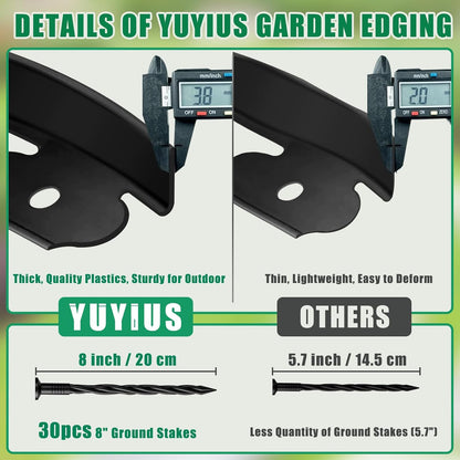 Landscape Edging - 2” Tall Garden Edging Border with 30 Stakes, 20FT No Dig Lawn Edging for