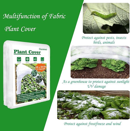 Plant Covers Freeze Protection 10ft x 50ft 1.1 oz Frost Cloth Plant Freeze Protection, Frost