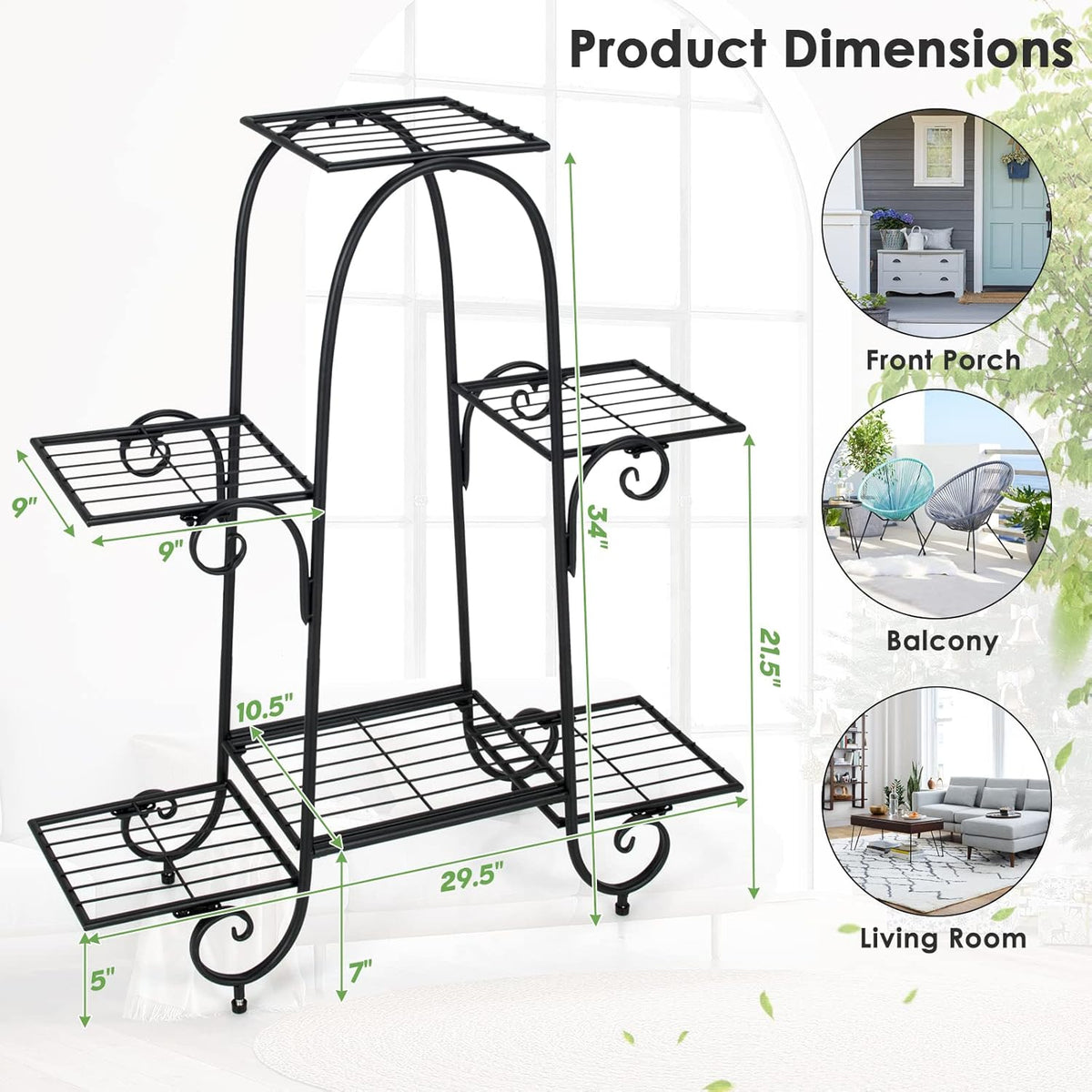 S AFSTAR 6-Tier Metal Plant Stand, Heavy-Duty Plant Display Stand Rack w/ Adjustable Footpads