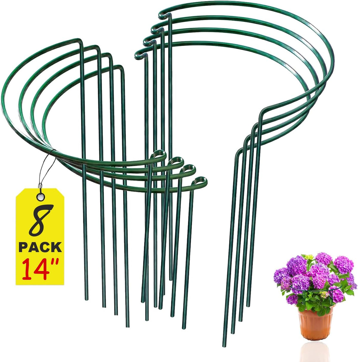 8 Pack Snake Plant Support Stakes - Rust-Proof Half Round Peony Stakes and Supports - Ideal for