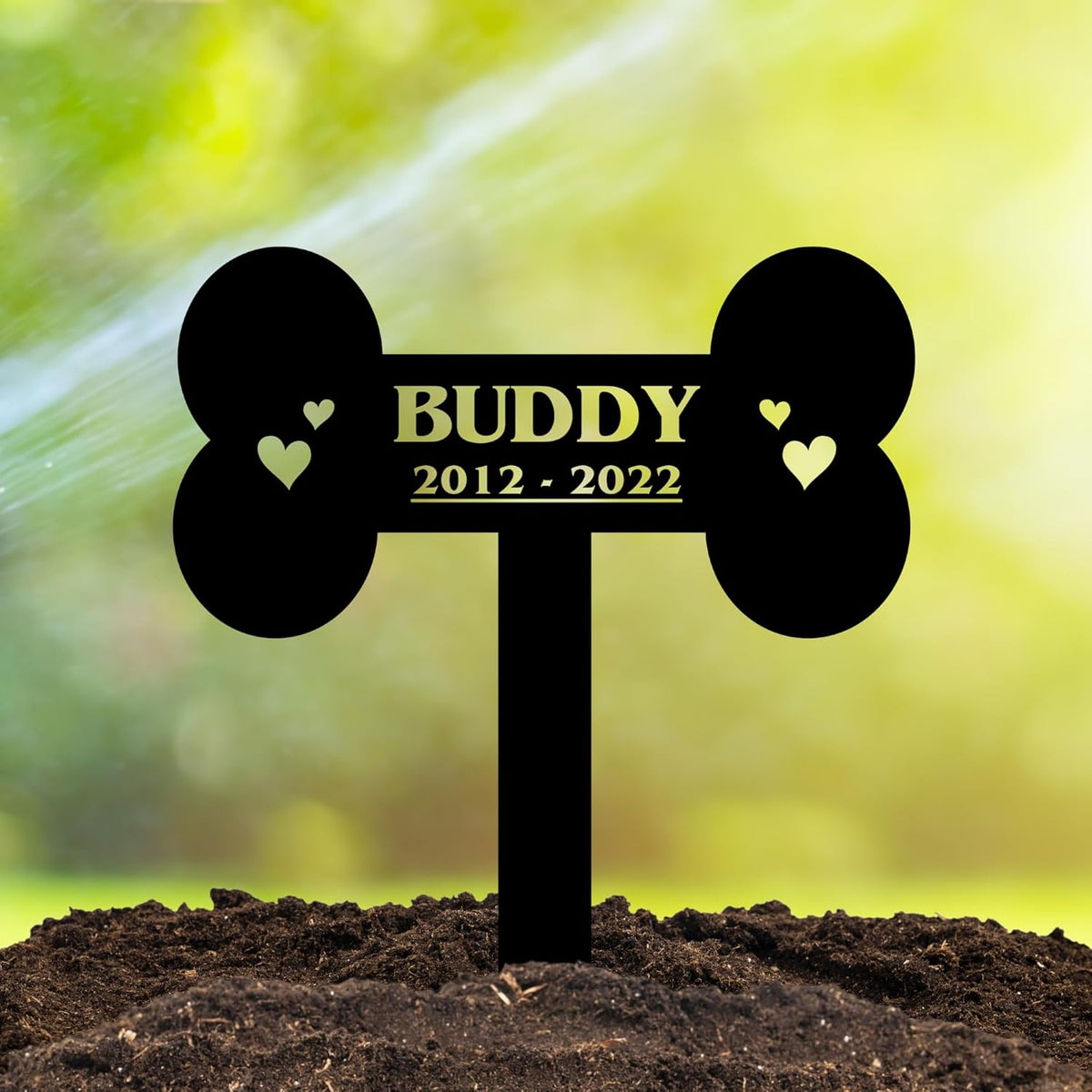 Personalized Cat Grave Marker | Custom Outdoor Pet Memorial Headstone Engraved with Name & Lifespan