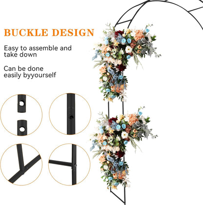 Adorox 7.8ft Garden Arch Trellis for Climbing Plants, Metal Arch Frame, Pumpkin Archway Outdoor