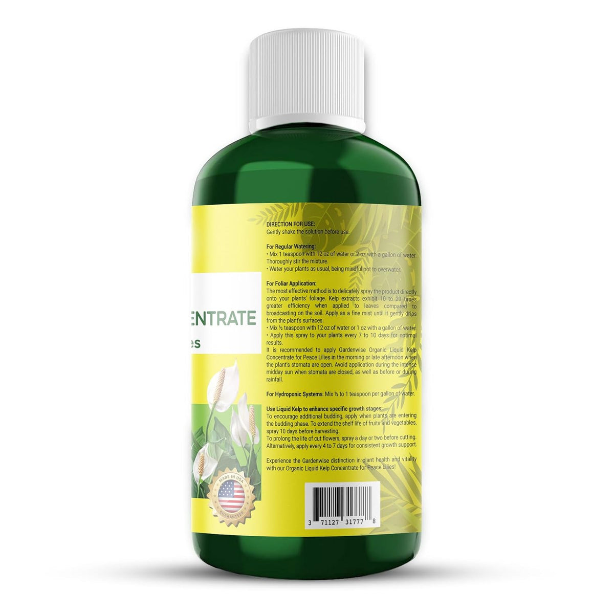 Organic Premium Kelp Seaweed Fertilizer for Peace Llily - Liquid Plant Food - Nutrient-Rich Soil