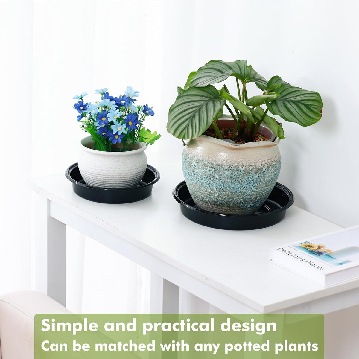 Plant Saucer 30 Pack Plant Trays for Pots 4/6/8/10/12 Inch Plastic Plant Saucers for Outdoors &