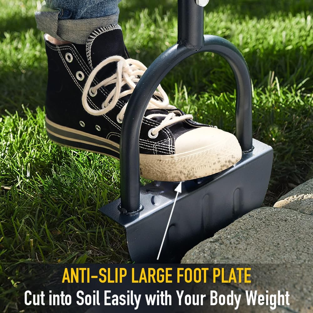 Colwelt Saw-Tooth Edger Lawn Tool, Half Moon Lawn Edger with T-Grip, Sidewalk Grass Long Handled