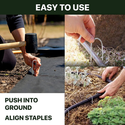 U Shaped Landscape Garden Staples 4 Inch 40 Pack Updated 11Gauge Irrigation Stakes Galvanized