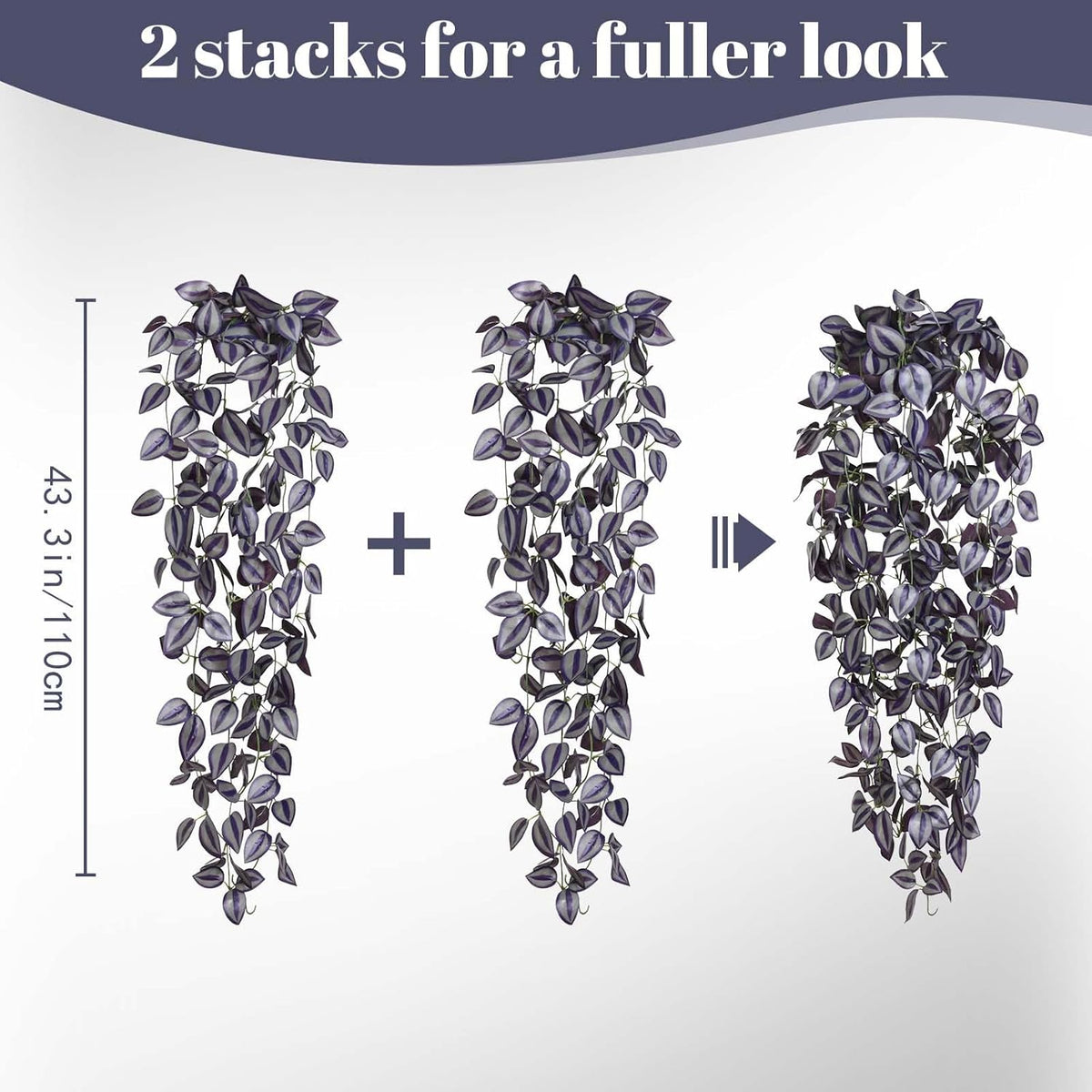 BLEUM CADE Fake Hanging Plants, 4pcs Artificial Hanging Plant, Faux Deep Purple Vines Hanging Plant