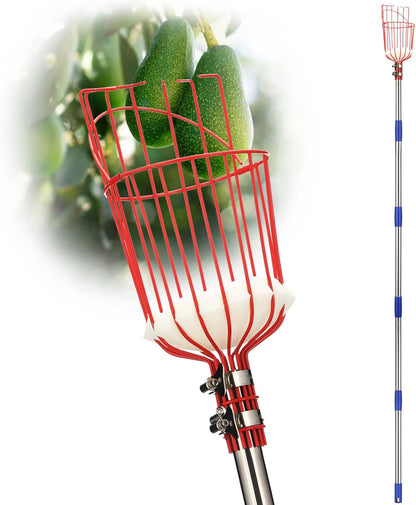 DonSail Pomelo Fruit Picker Pole Tool with Basket Telescoping Long Handle, 35-95 Inch Adjustable