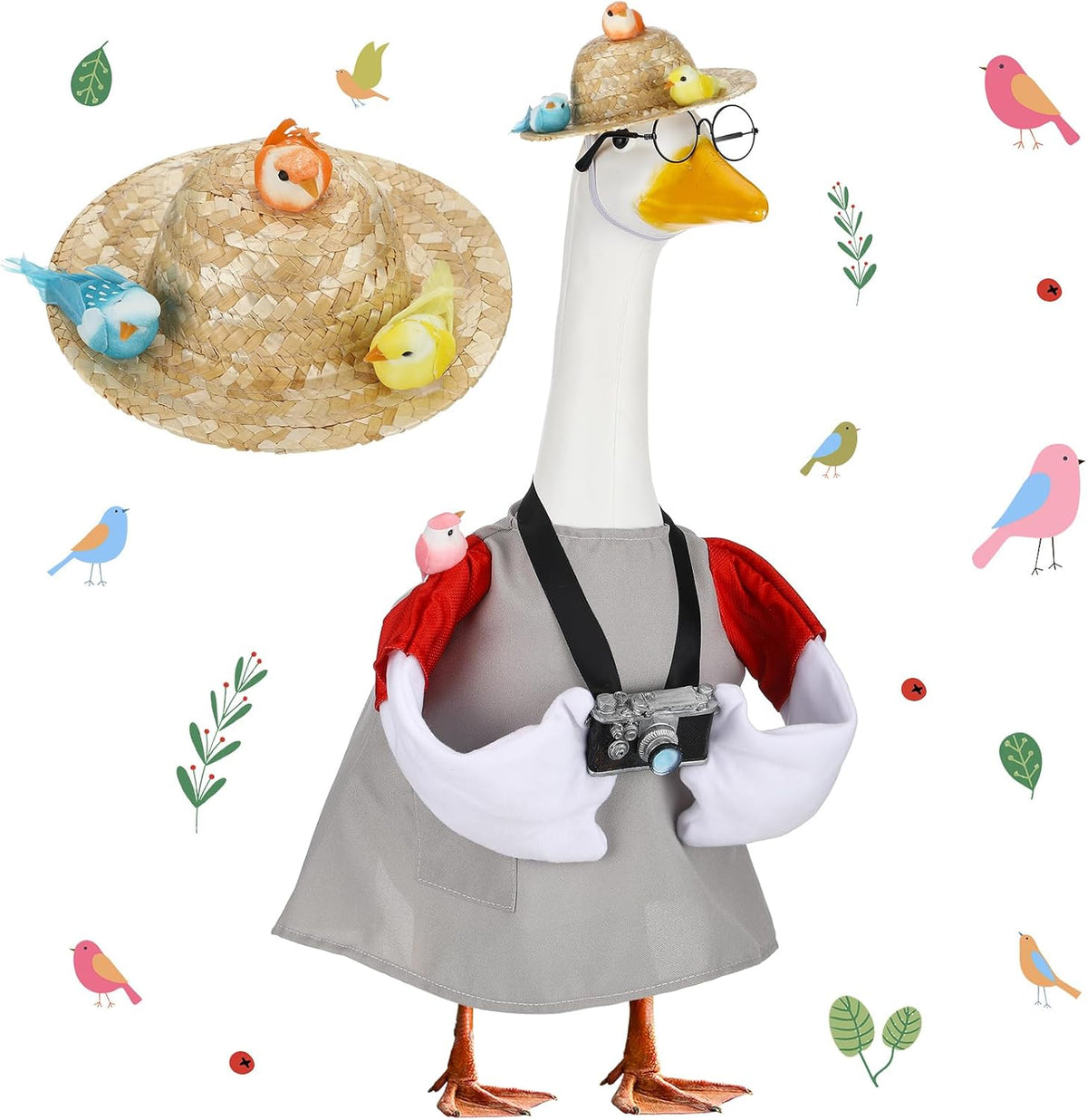 Geyoga Goose Outfit for 23 Inch Cement Plastic Porch Bird Watching Theme Goose Clothe Gift for Bird