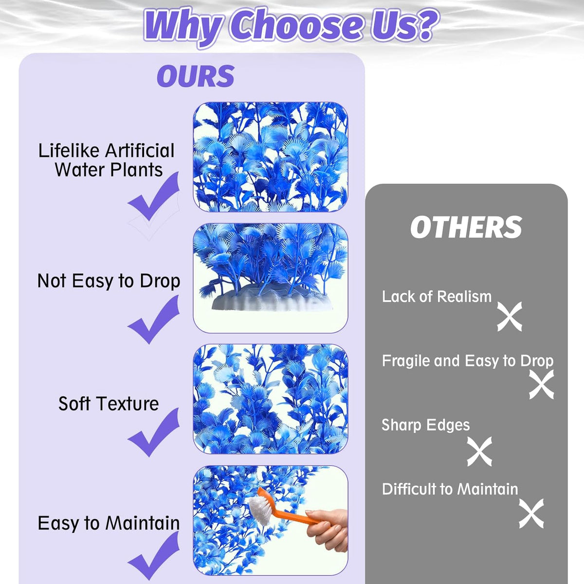 Hamiledyi Aquarium Plastic Plants Aquarium Decor Artificial Fish Tank Plants,Tall Fish Tank