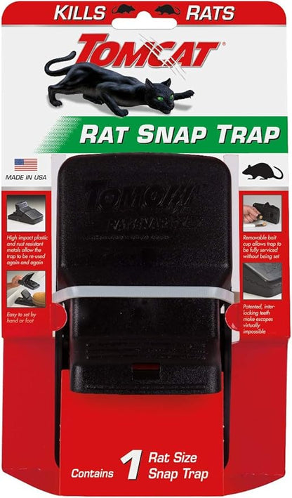 Tomcat Rat Snap Trap, 1 Rat Size Trap - Reusable - Effectively Kill Rats - Ideal for Home and Farm
