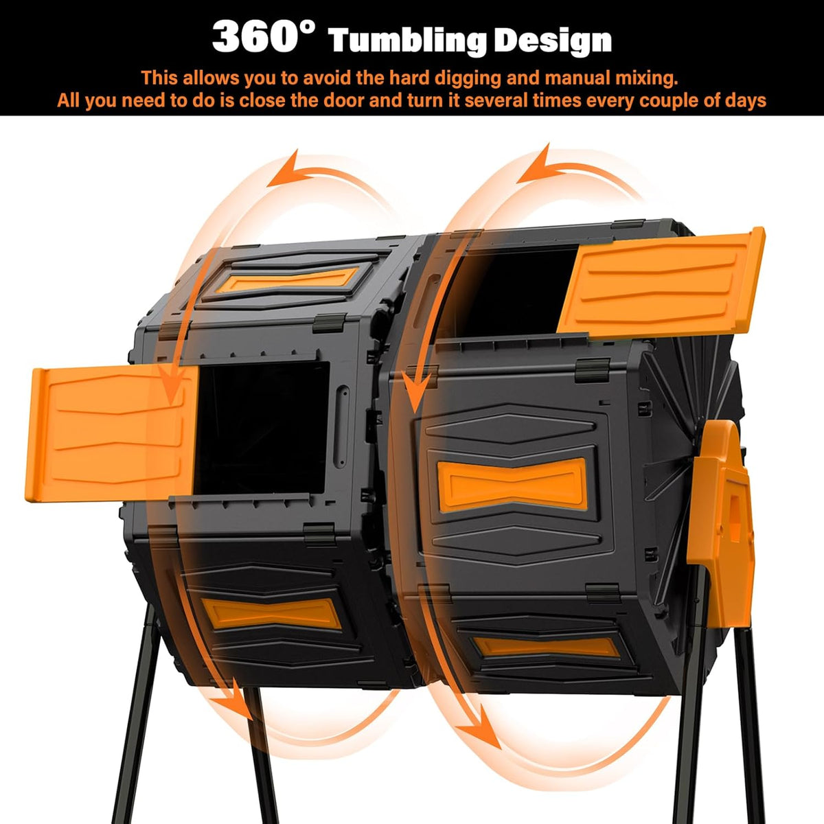 Compost Tumbler, Easy Assemble & Efficient Outdoor Compost Bin, 45 Gallon/170 Liter Large Dual