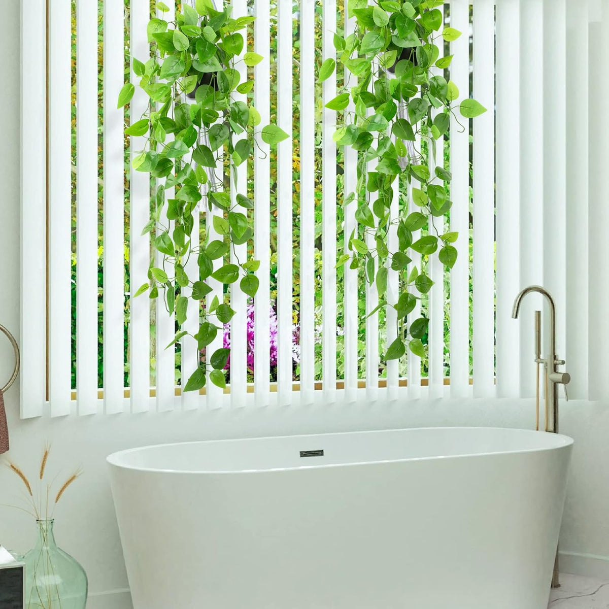 LOYWREE 2 Pack Small Artificial Hanging Plants with Faux Ivy Vine and Hanging Pothos 39Inch Fake