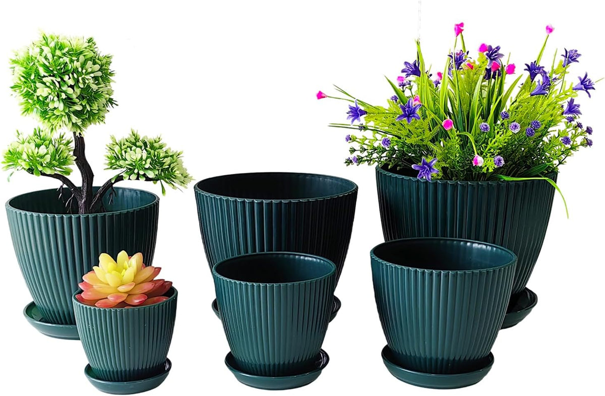 7.5/6.5/5.5/4.9/4.2/3.5 Inch Plant Pots with Saucers & Drain Holes - Indoor/Outdoor Flower Pots for