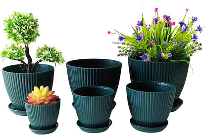 7.5/6.5/5.5/4.9/4.2/3.5 Inch Plant Pots with Saucers & Drain Holes - Indoor/Outdoor Flower Pots for
