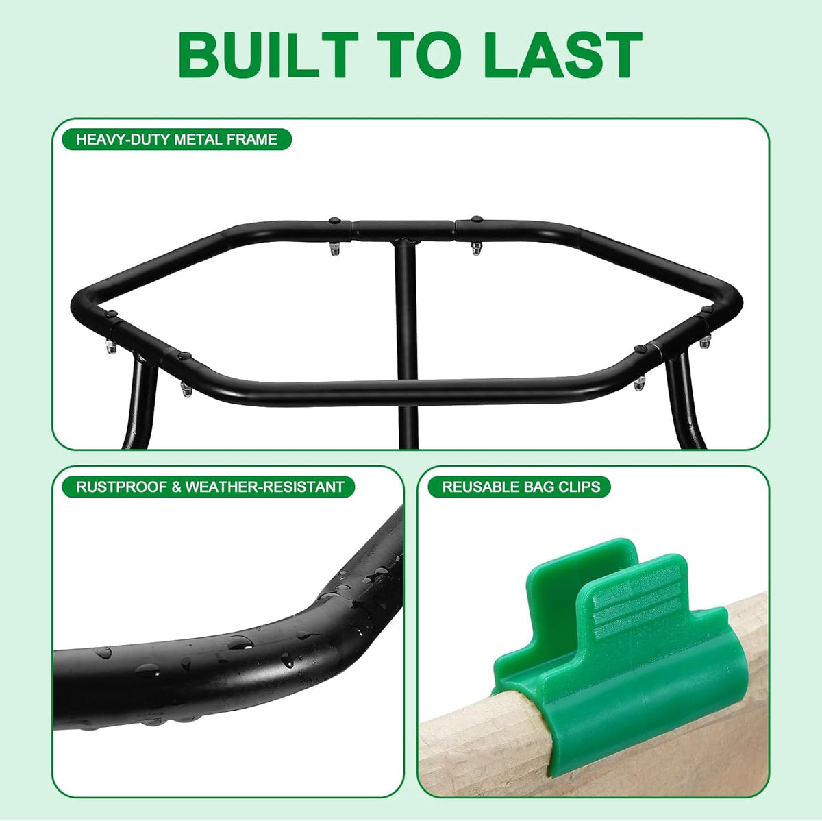 Aobiono Trash Leaf Bag Holder Stand, Garbage Bag Support Frame for 30-55 Gallon Lawn Bags, for Yard
