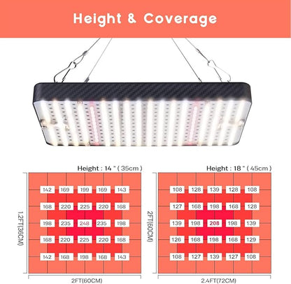 Grow Lights (4 Pack), Hanging Grow Lights for Indoor Plants, 200W UV-IR Full Spectrum Led Grow