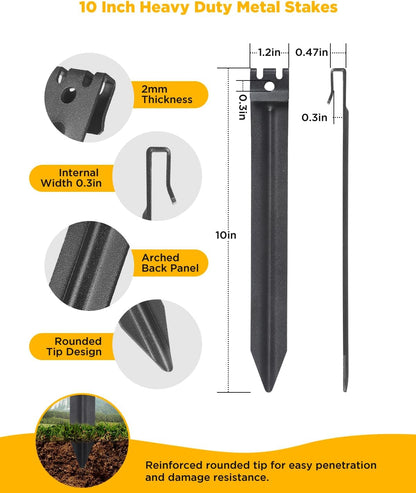 Landscape Edging Metal Stakes, 10 Inch Heavy Duty Garden Stakes, 2mm Thickened High Carbon Steel